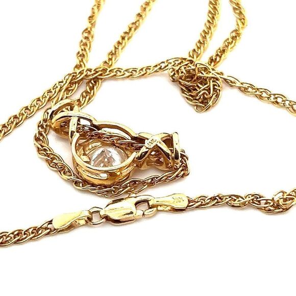 14k Cz Pendant on 10k Gold Chain - Picture 8 of 11